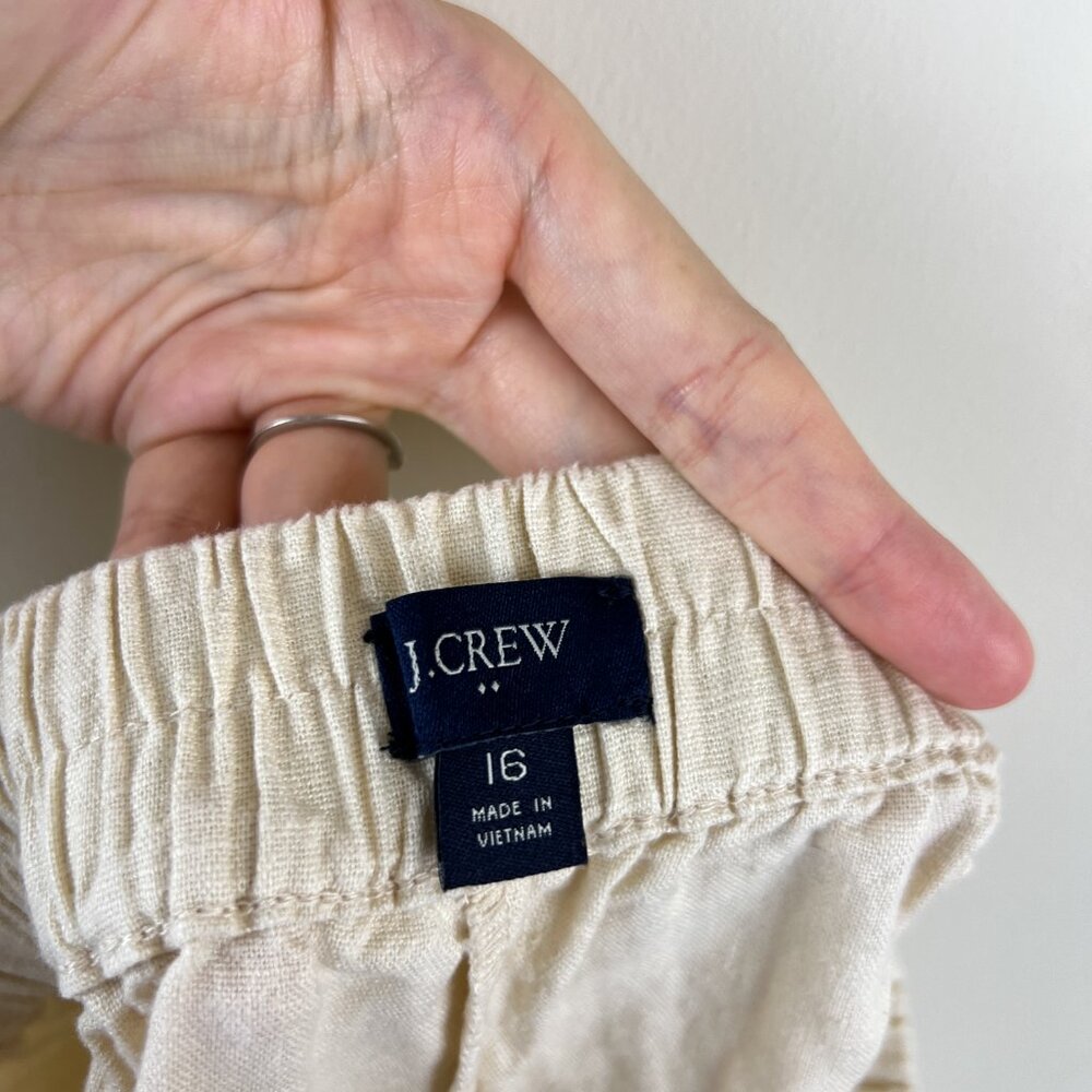 J. Crew Factory Cream Elastic Back Linen Blend Pl… - image 4